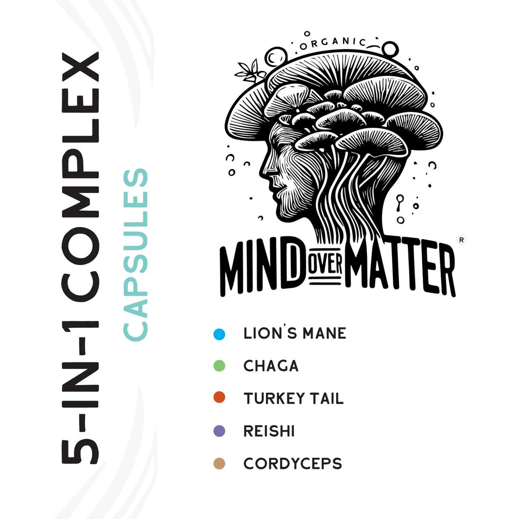 Mind Over Matter 5-in-1 Complex Mushroom Capsules – Nebula Vape Ltd